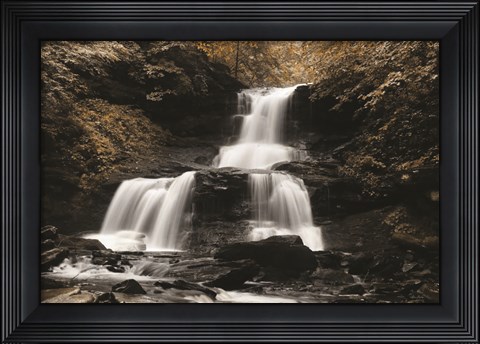 Framed Golden Waterfall II Print