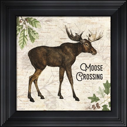 Framed Moose Crossing Print