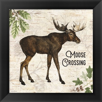 Framed Moose Crossing Print