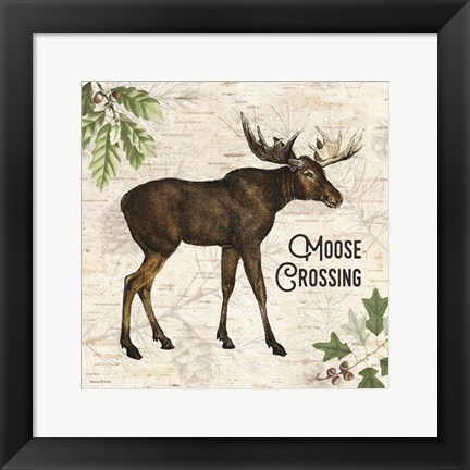 Framed Moose Crossing Print