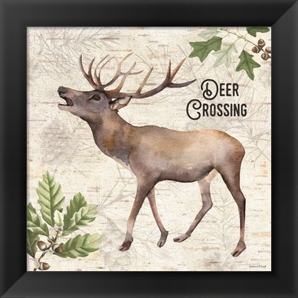 Framed Deer Crossing Print