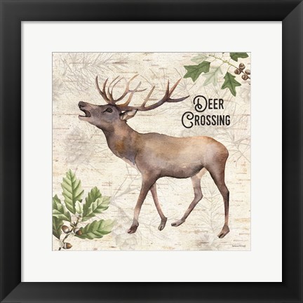 Framed Deer Crossing Print