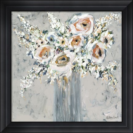 Framed Blooms in Blue Vase Print