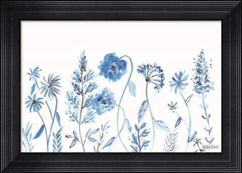 Framed Wildflowers in Blue Print
