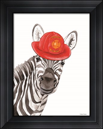 Framed Firefighter Zebra Print