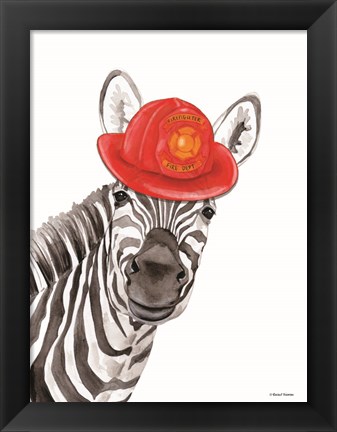 Framed Firefighter Zebra Print