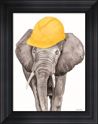 Framed Construction Elephant Print