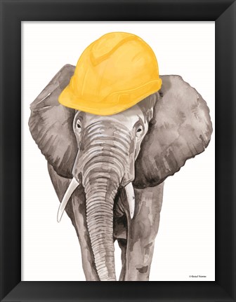 Framed Construction Elephant Print