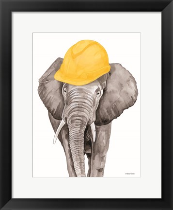 Framed Construction Elephant Print