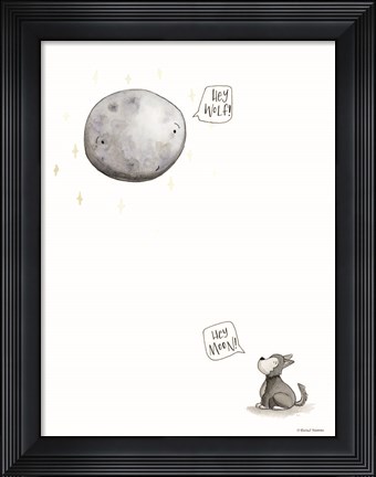 Framed Wolf and the Moon Print