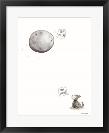 Framed Wolf and the Moon Print