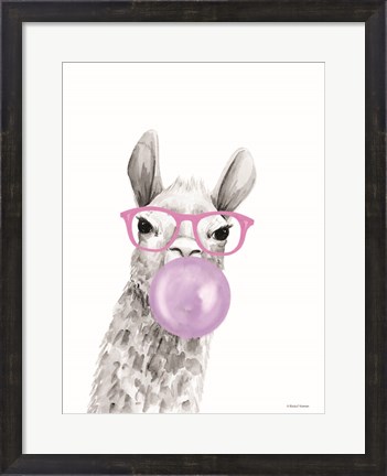 Framed Bubble Gum Alpaca Print