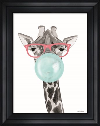 Framed Bubble Gum Giraffe Print