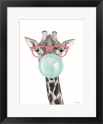 Framed Bubble Gum Giraffe Print