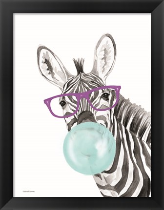 Framed Bubble Gum Zebra Print