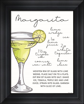 Framed Margarita Recipe Print