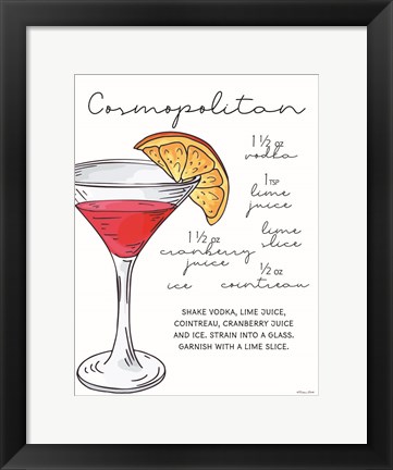 Framed Cosmopolitan Recipe Print