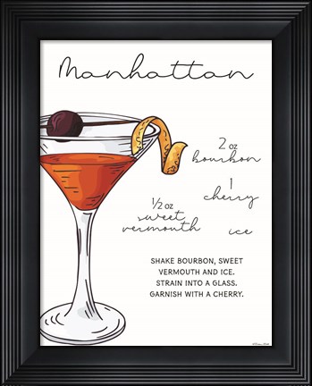 Framed Manhattan Recipe Print