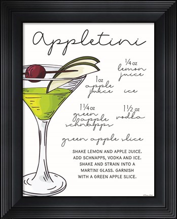 Framed Appletini Recipe Print