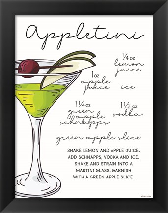 Framed Appletini Recipe Print