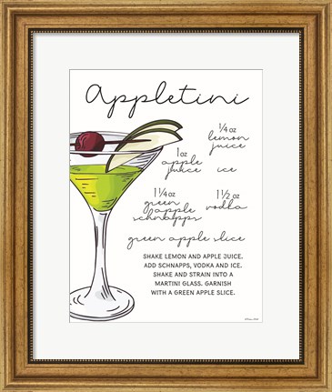 Framed Appletini Recipe Print