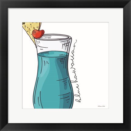 Framed Blue Hawaiian Print