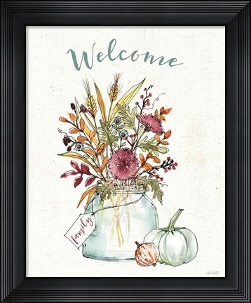 Framed Festive Foliage III Welcome Print