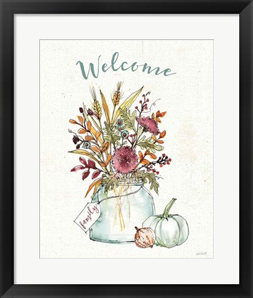 Framed Festive Foliage III Welcome Print