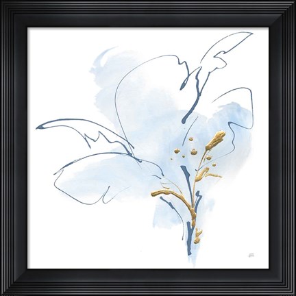 Framed Blue and Gold Floral IV Print