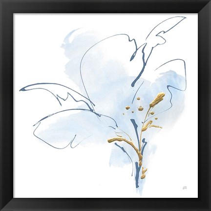 Framed Blue and Gold Floral IV Print