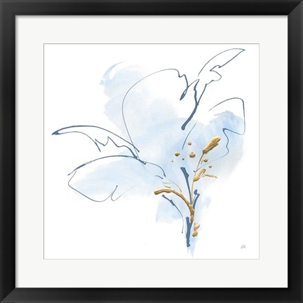 Framed Blue and Gold Floral IV Print