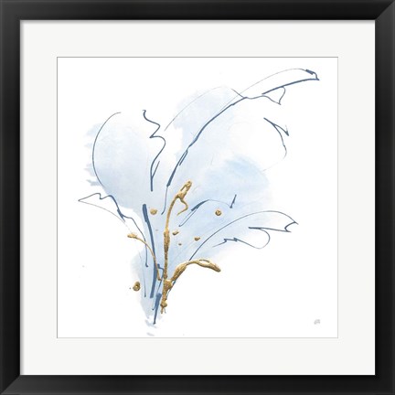 Framed Blue and Gold Floral III Print