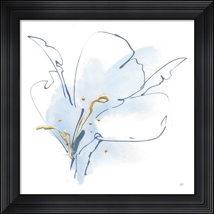 Framed Blue and Gold Floral II Print
