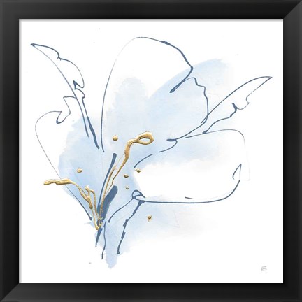 Framed Blue and Gold Floral II Print