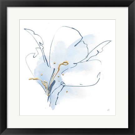 Framed Blue and Gold Floral II Print