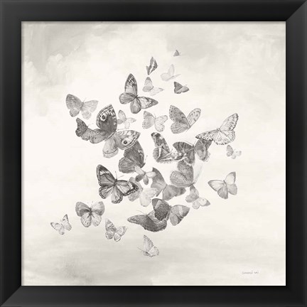 Framed Beautiful Butterflies BW Print