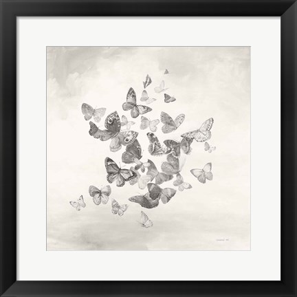 Framed Beautiful Butterflies BW Print