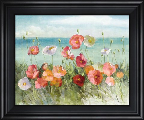 Framed Coastal Poppies Light. Print