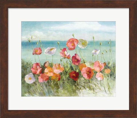 Framed Coastal Poppies Light. Print