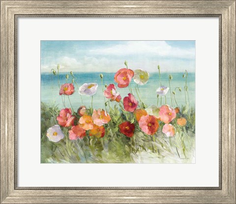 Framed Coastal Poppies Light. Print