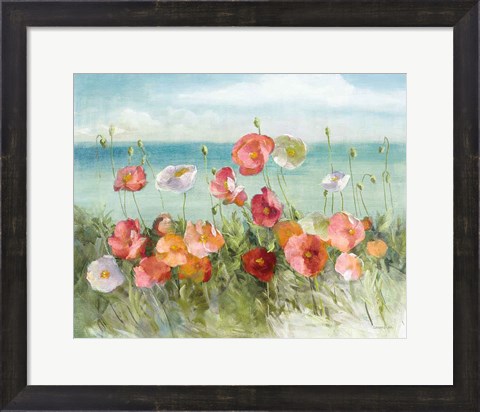 Framed Coastal Poppies Light. Print