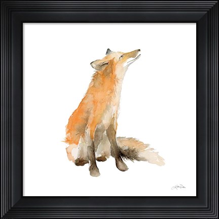 Framed Dreaming Fox on White Print