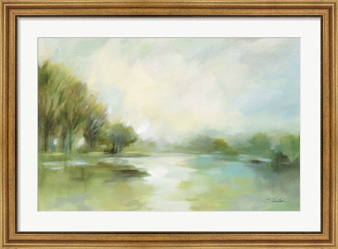 Framed Lakeside Fog Sage Print