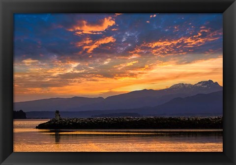 Framed Inukshuk In Setting Sun Print