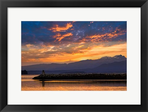 Framed Inukshuk In Setting Sun Print