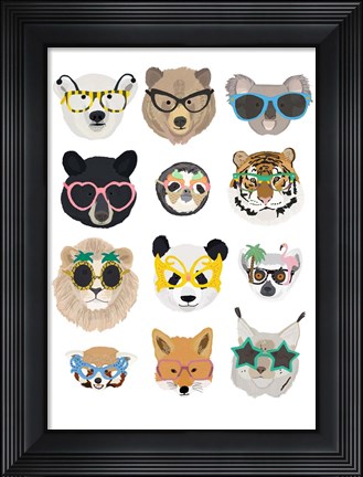 Framed Big Cats In Fancy Glasses Print