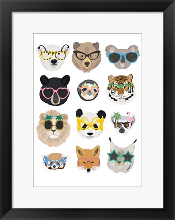 Framed Big Cats In Fancy Glasses Print