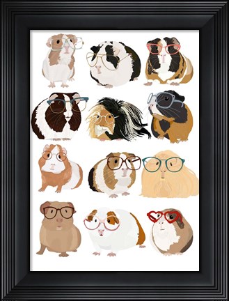 Framed Guinea Pigs In Glasses Print