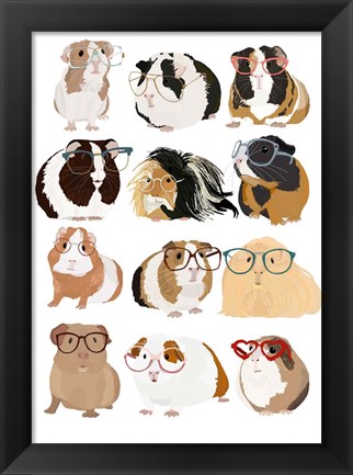 Framed Guinea Pigs In Glasses Print