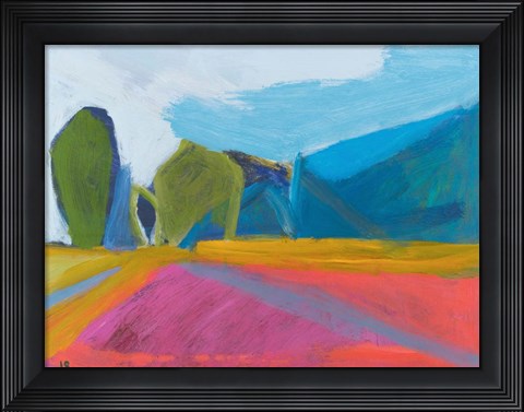 Framed Trailhead At The Farm Print
